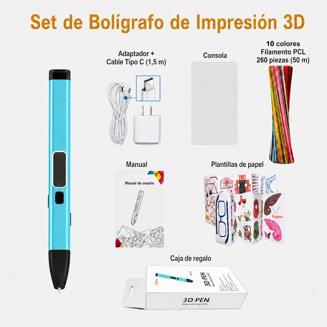 Lápiz 3D Pro Set® – Bolígrafo 3D con Filamentos PCL No Tóxicos y Temperatura Segura
