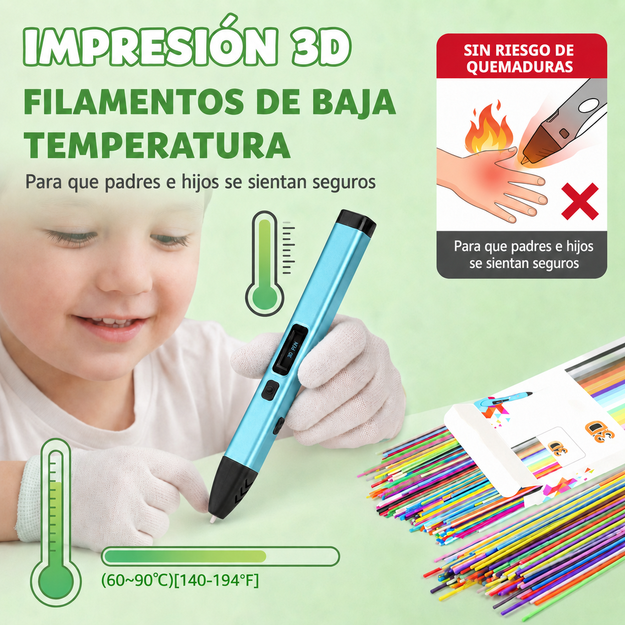 Set de Recambio de Filamento PCL para Bolígrafo 3D – Baja Temperatura, No Tóxico e Inodoro